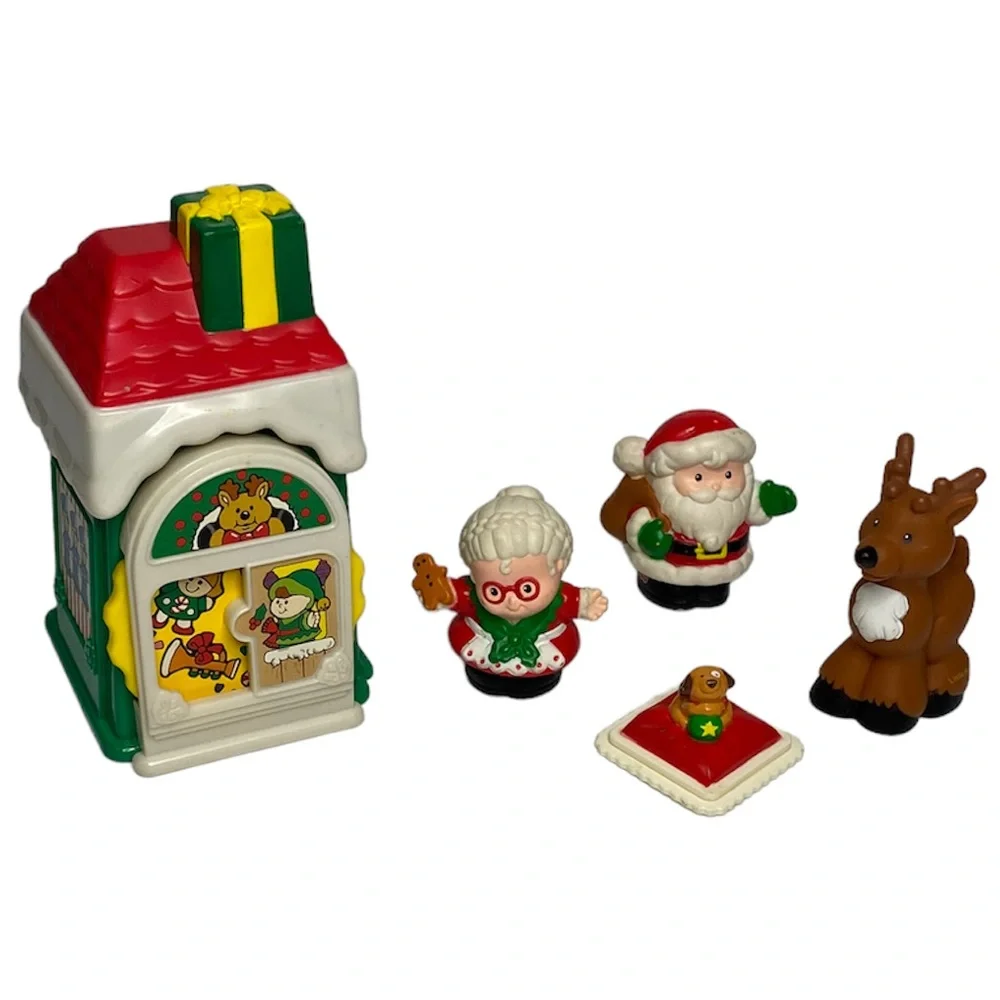 Little People Vintage Fisher Price Christmas Shop Santa Mrs Claus Reindeer Y2K